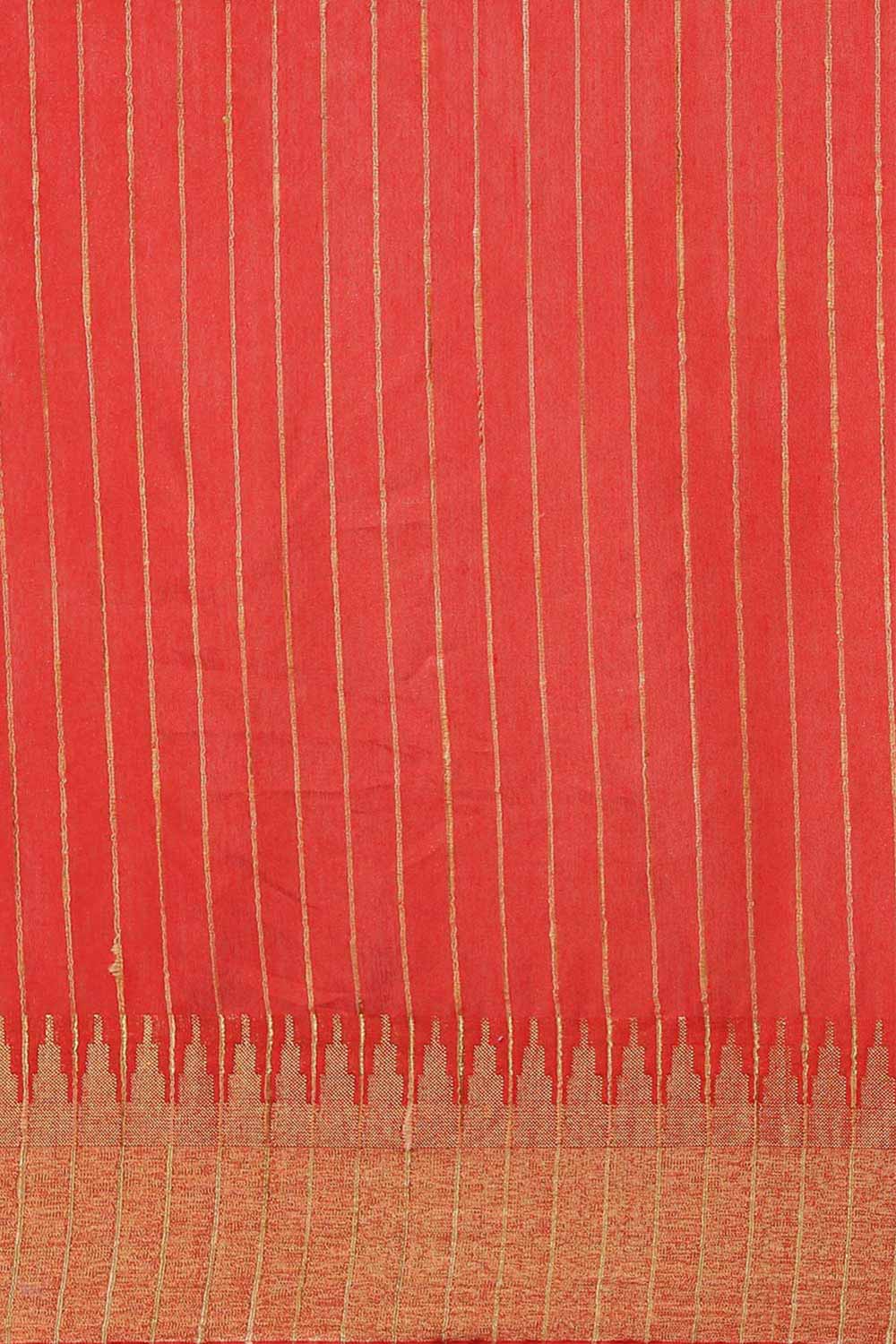 Buy Bella Red Zari Woven Blended Silk One Minute Saree Online