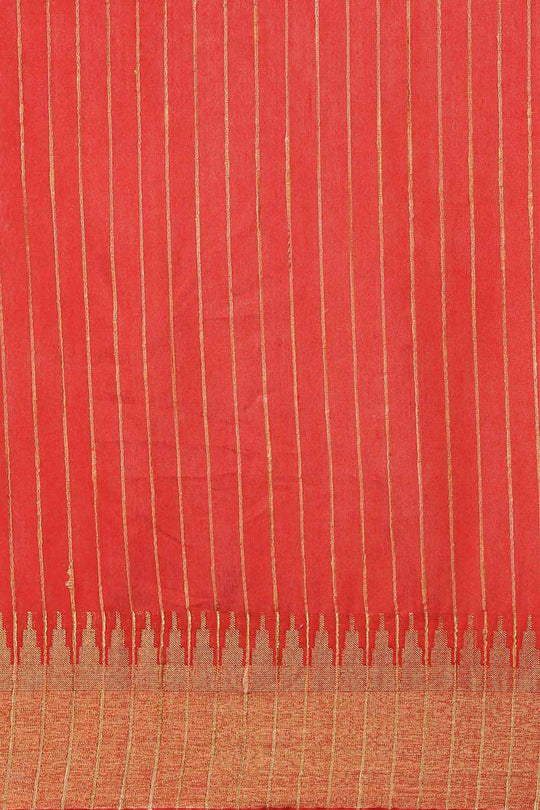 Buy Bella Red Zari Woven Blended Silk One Minute Saree Online