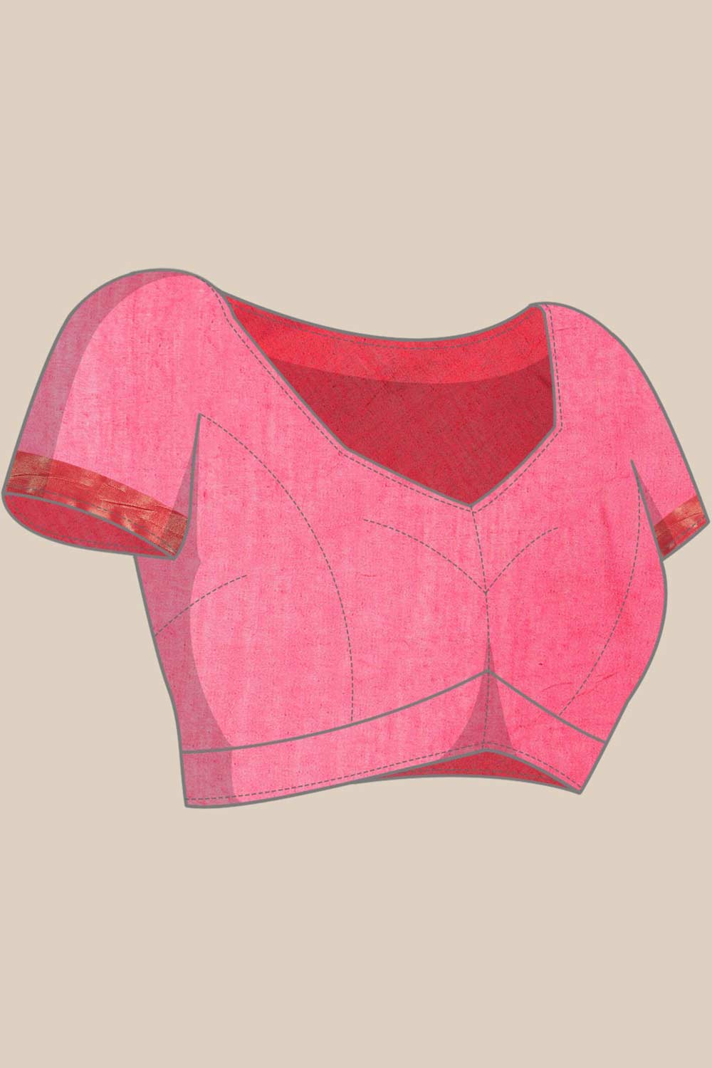 Buy Pink Zari Woven MODAL SILK One Minute Saree Online - Zoom In