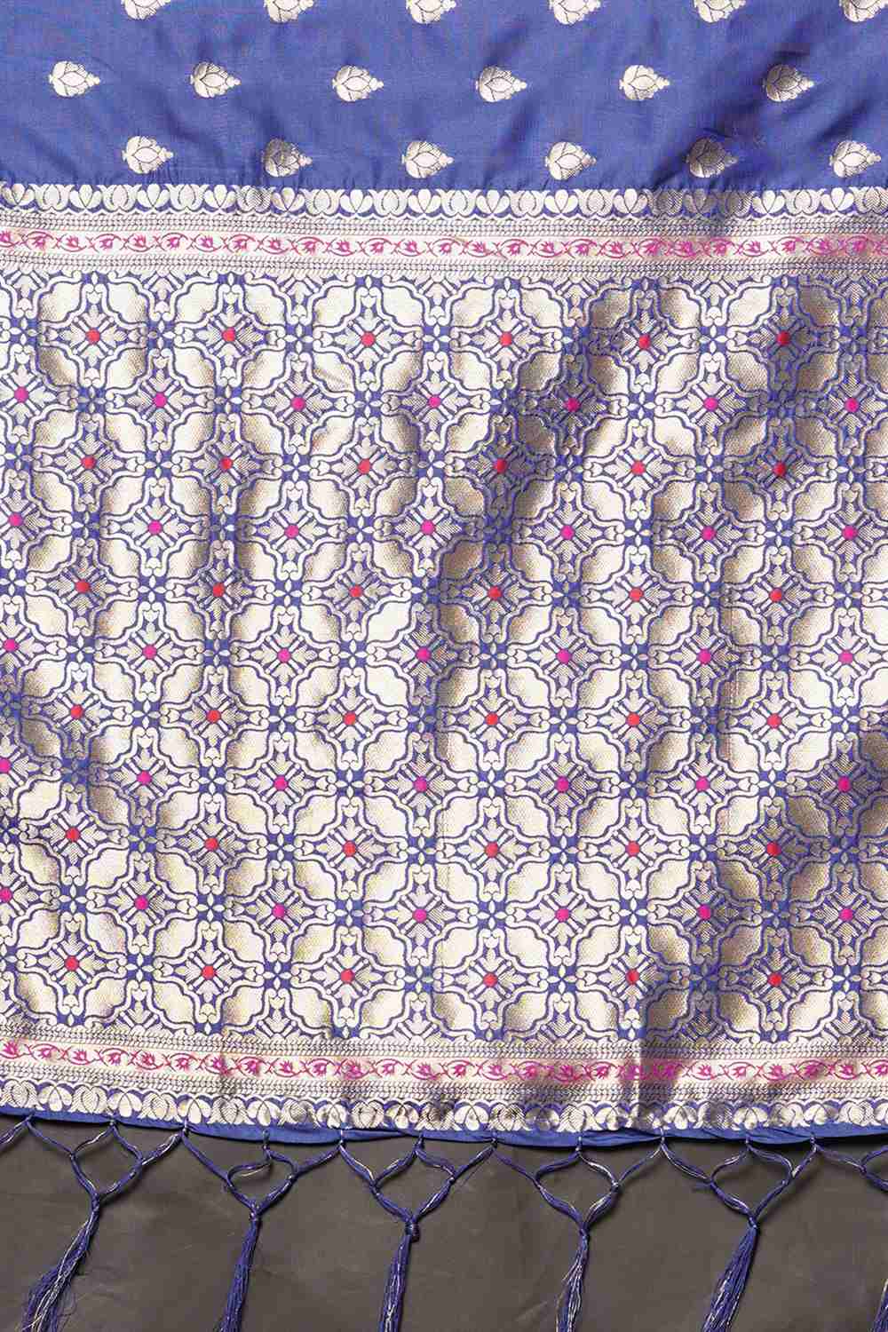 Buy Rekha Blue Woven Silk Blend One Minute Saree Online - Back