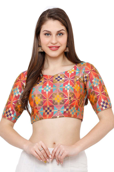 Buy Mindy Multi-Color Chanderi Art Silk Woven Blouse Online - One Minute Saree