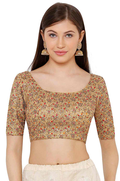 Buy Nyrie Gold Net Embroidered Blouse Online - One Minute Saree