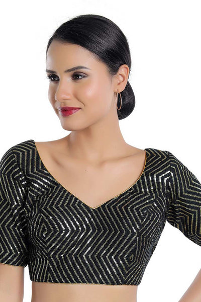 Buy Lena Black Art Silk Sequin Blouse Online - One Minute Saree