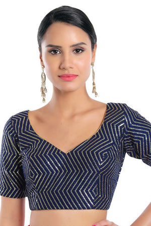 Buy Lena Navy Blue Art Silk Sequin Blouse Online - One Minute Saree