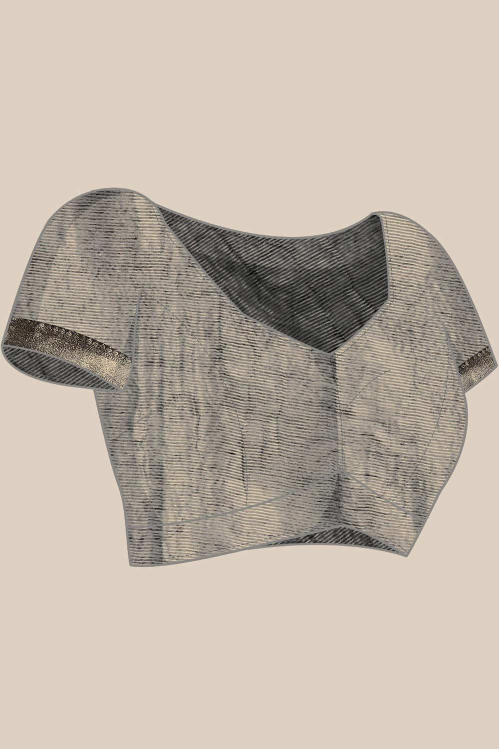 Buy Sahara Black Zari Woven Linen Blend One Minute Saree Online - Front