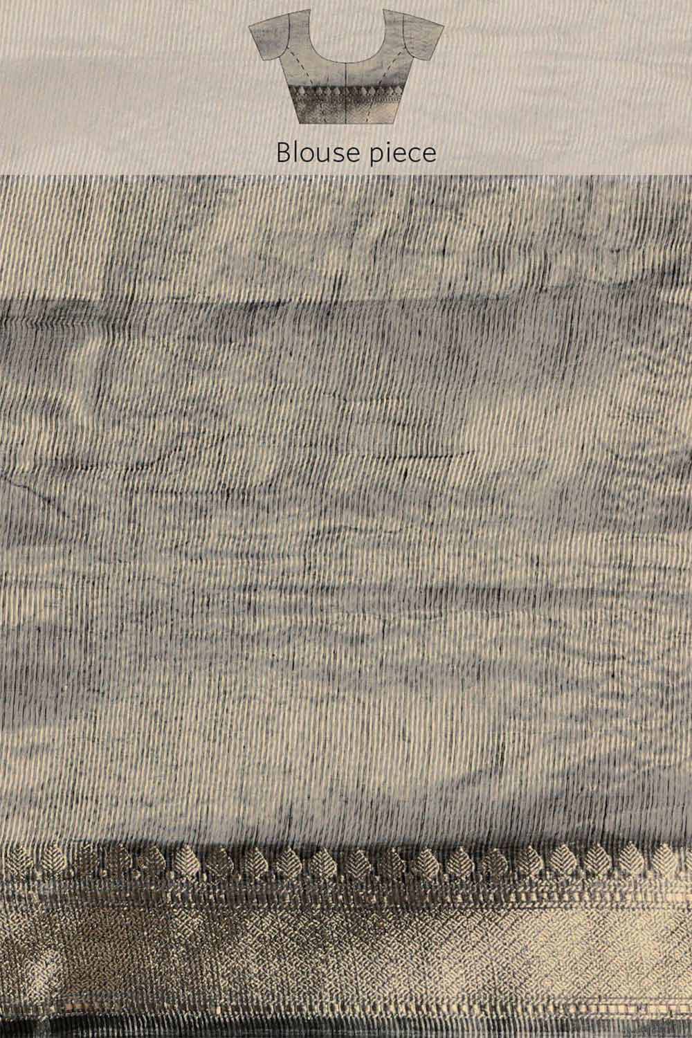Buy Sahara Black Zari Woven Linen Blend One Minute Saree Online - Side