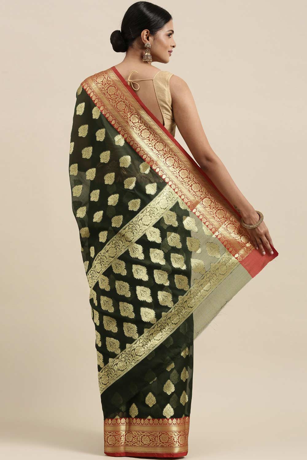 Shop Lopa Green Zari Woven Art Silk One Minute Saree at best offer at our  Store - One Minute Saree