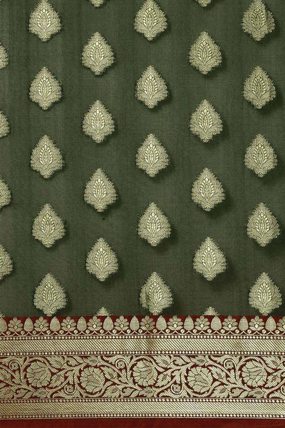 Buy Lopa Green Zari Woven Art Silk One Minute Saree Online