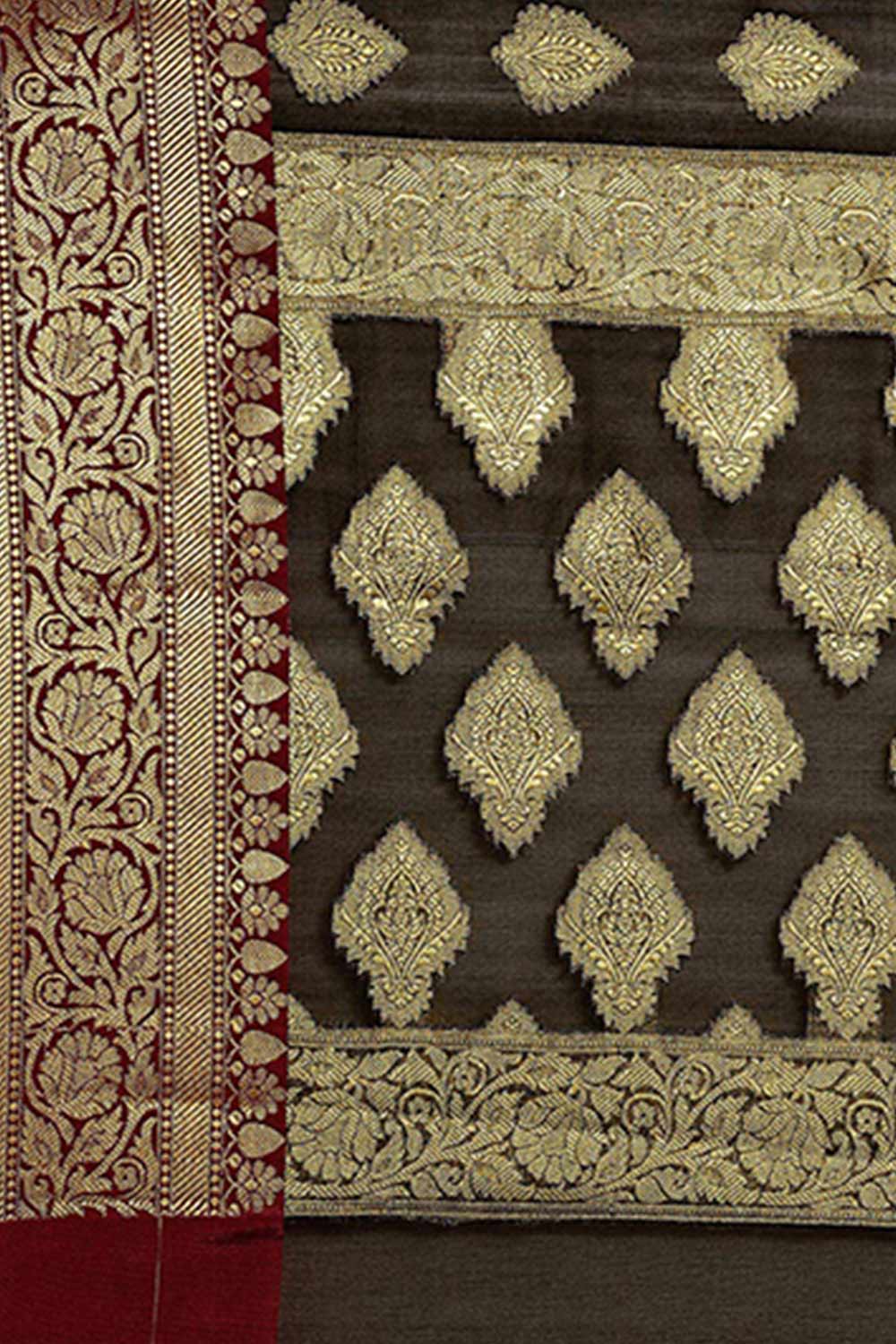 Buy Jenna Black Zari Woven Art Silk One Minute Saree Online - Back