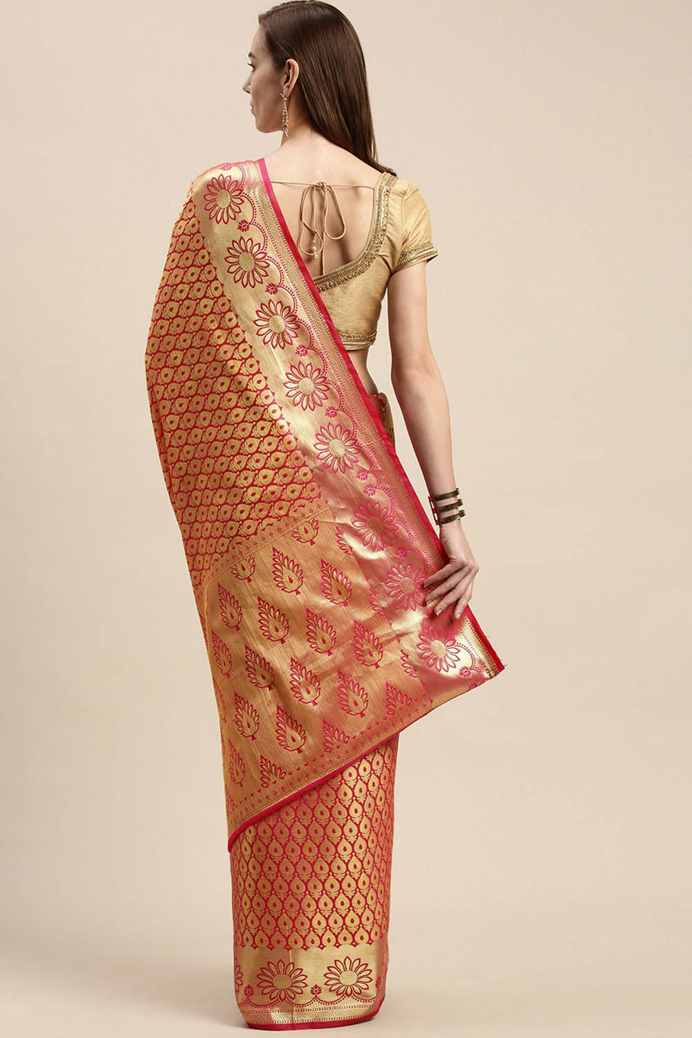 Shop Angie Orange Woven Art Silk One Minute Saree at best offer at our  Store - One Minute Saree