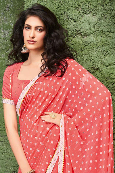 Shop Kaya Georgette Pink Printed Designer One Minute Saree at best offer at our  Store - One Minute Saree