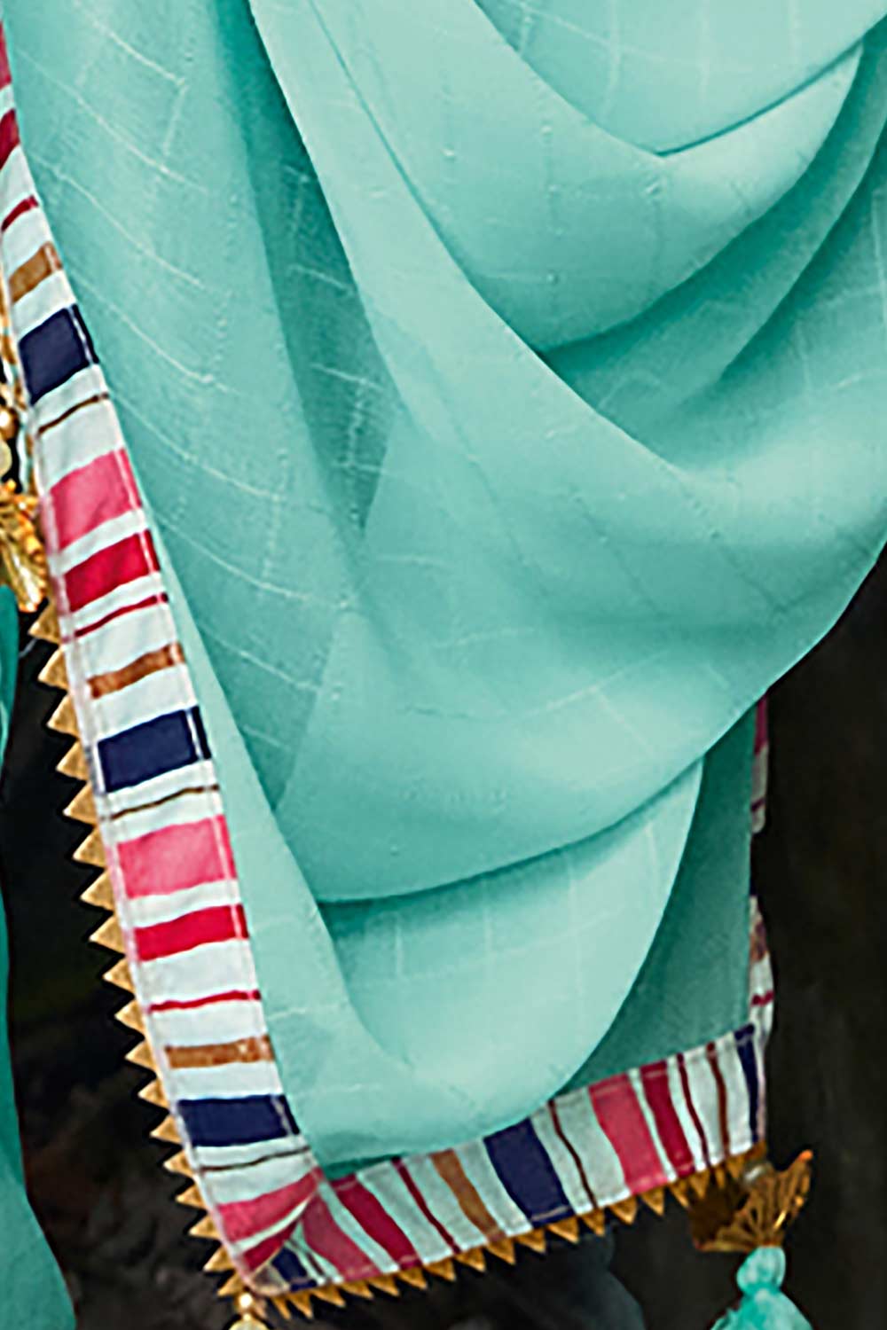 Buy Ari Georgette Sea Green Printed Designer One Minute Saree Online