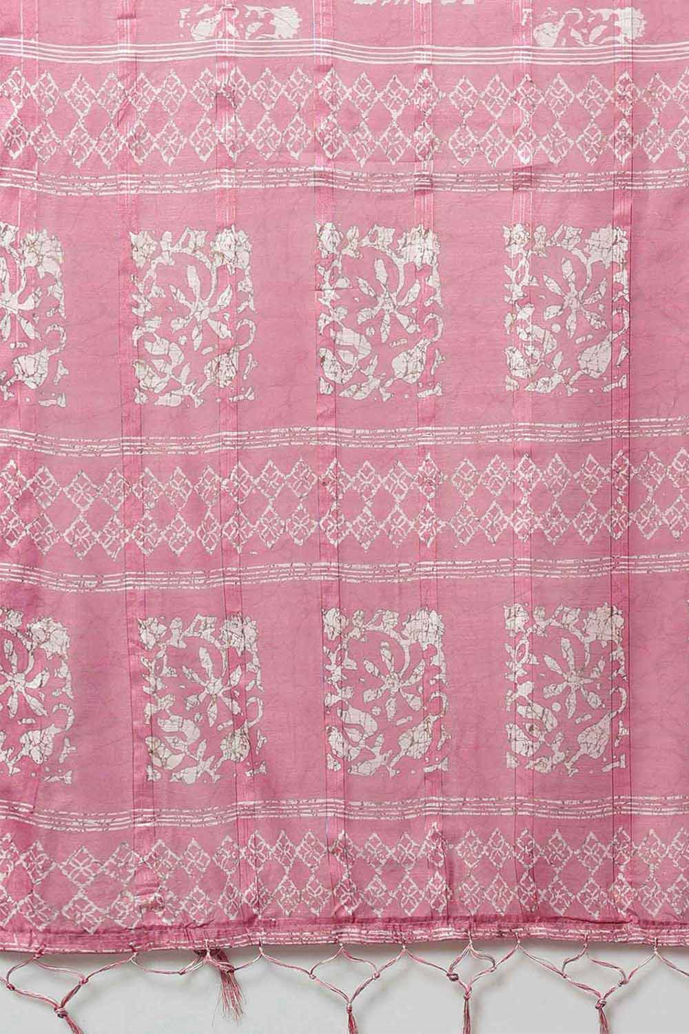 Buy Taj Pink Soft Silk Block Print Printed One Minute Saree Online - Front