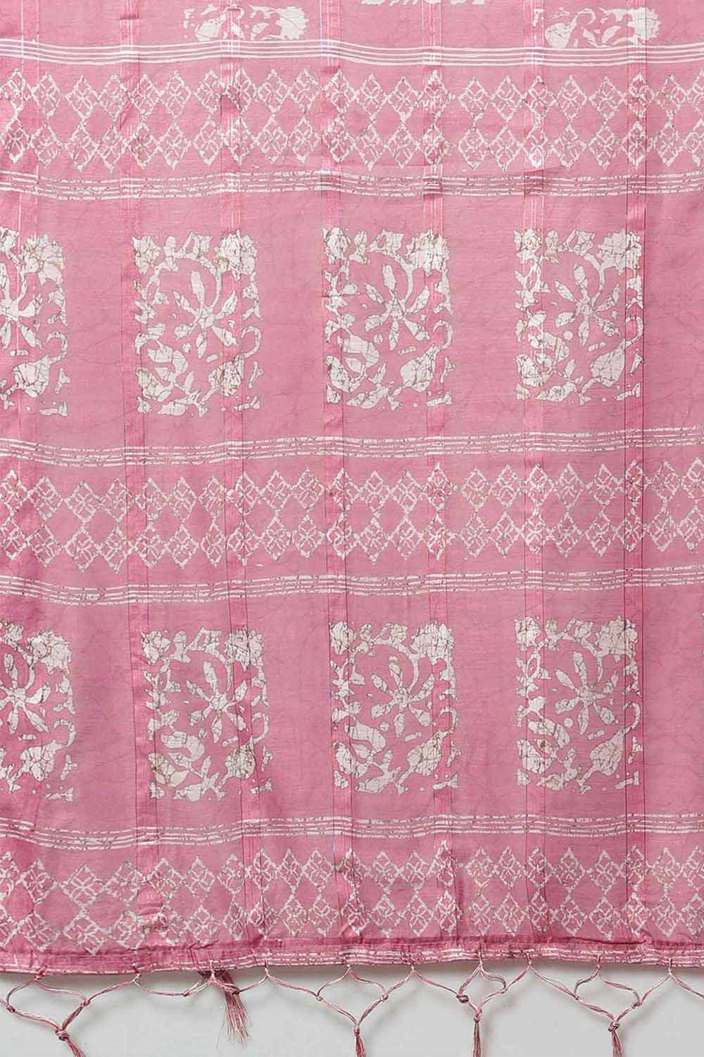 Taj Pink Soft Silk Block Print Printed One Minute Saree