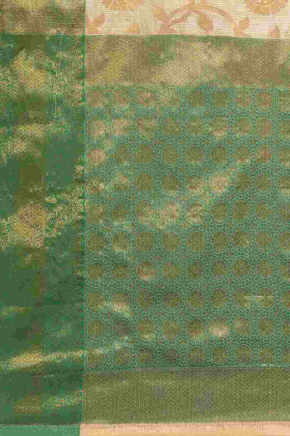 Buy Fiona Beige Tusser Art Silk Floral Banarasi One Minute Saree Online - Front