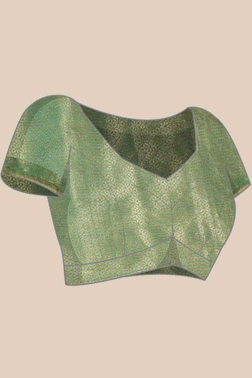 Buy Fiona Beige Tusser Art Silk Floral Banarasi One Minute Saree Online - Zoom In