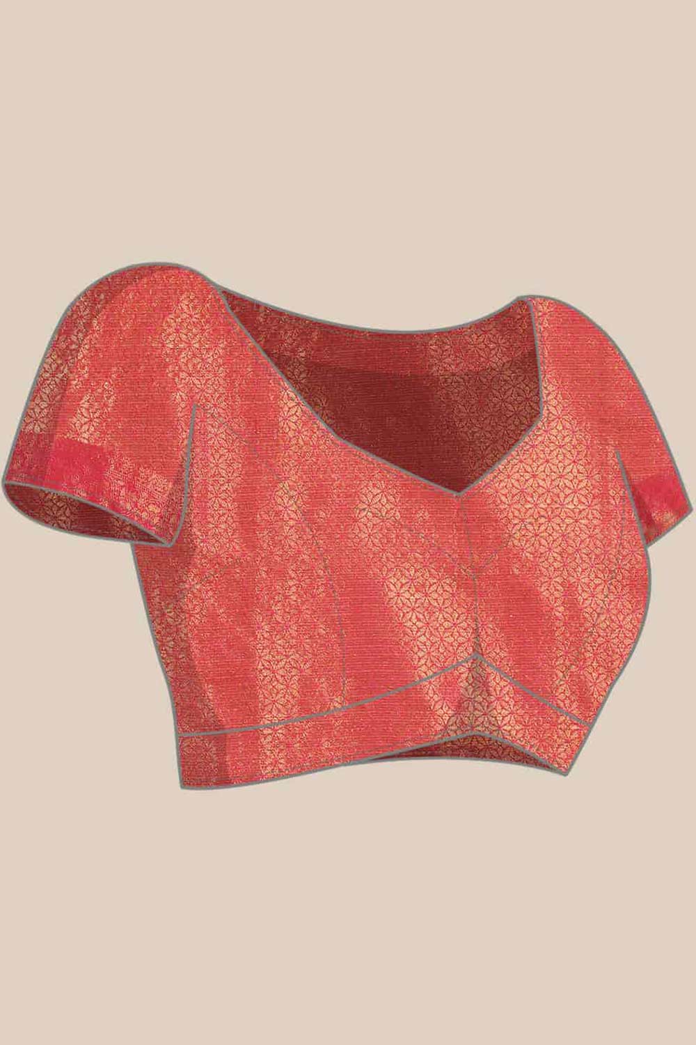 Buy Priya Beige Tusser Art Silk Floral Banarasi One Minute Saree Online - Zoom In