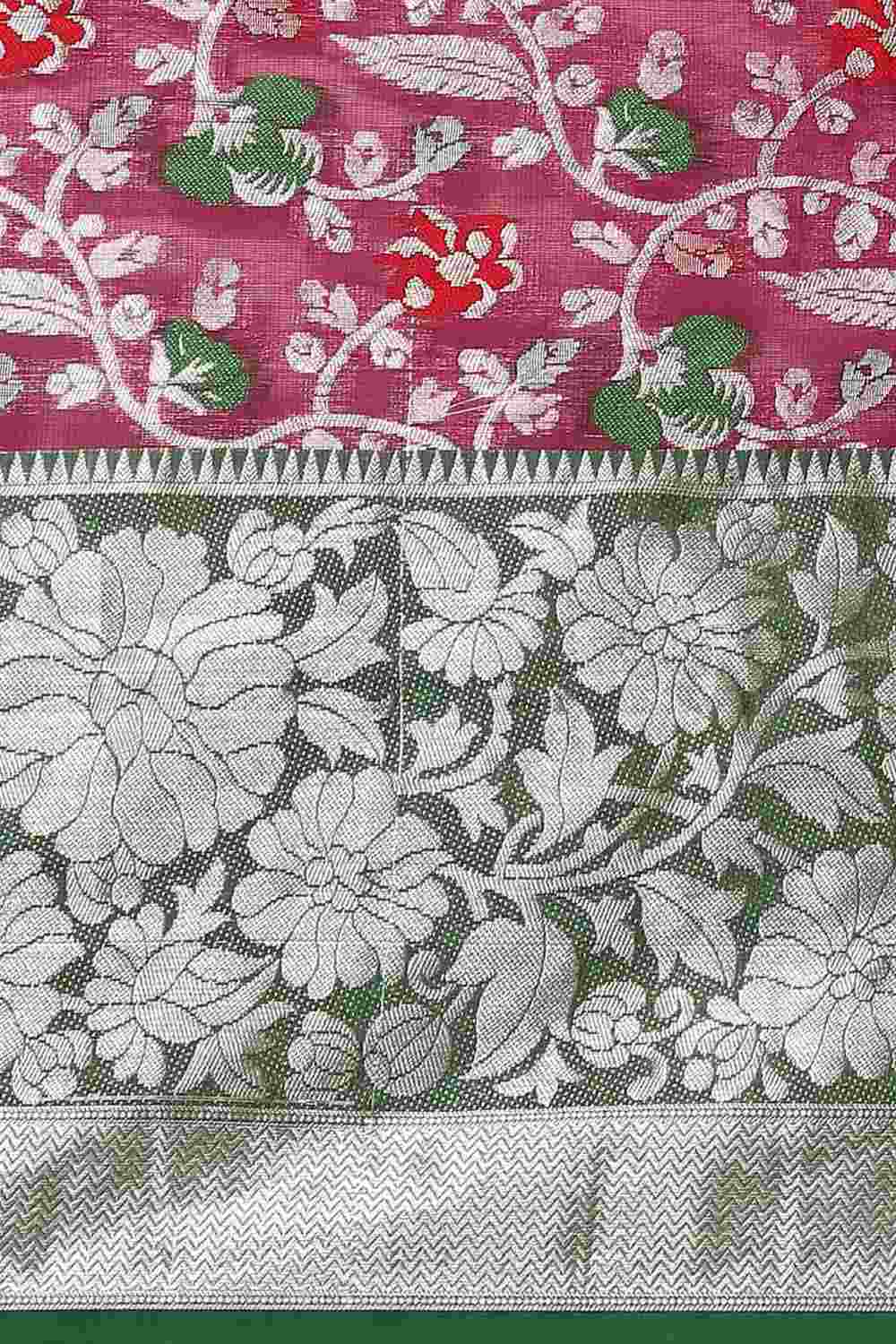Buy Pink Art Silk Floral Printed Banarasi Saree Online - Zoom In 