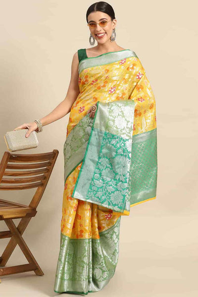 Buy Pari Multi-Color Art Silk Floral Banarasi One Minute Saree Online - One Minute Saree