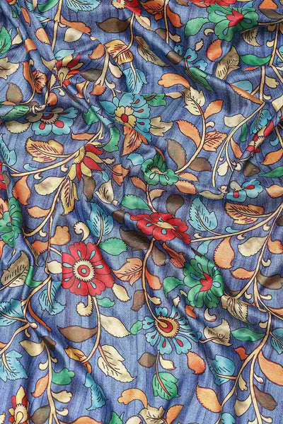 Buy Eesa Navy Blue Soft Art Silk Floral Printed Banarasi One Minute Saree Online - Front