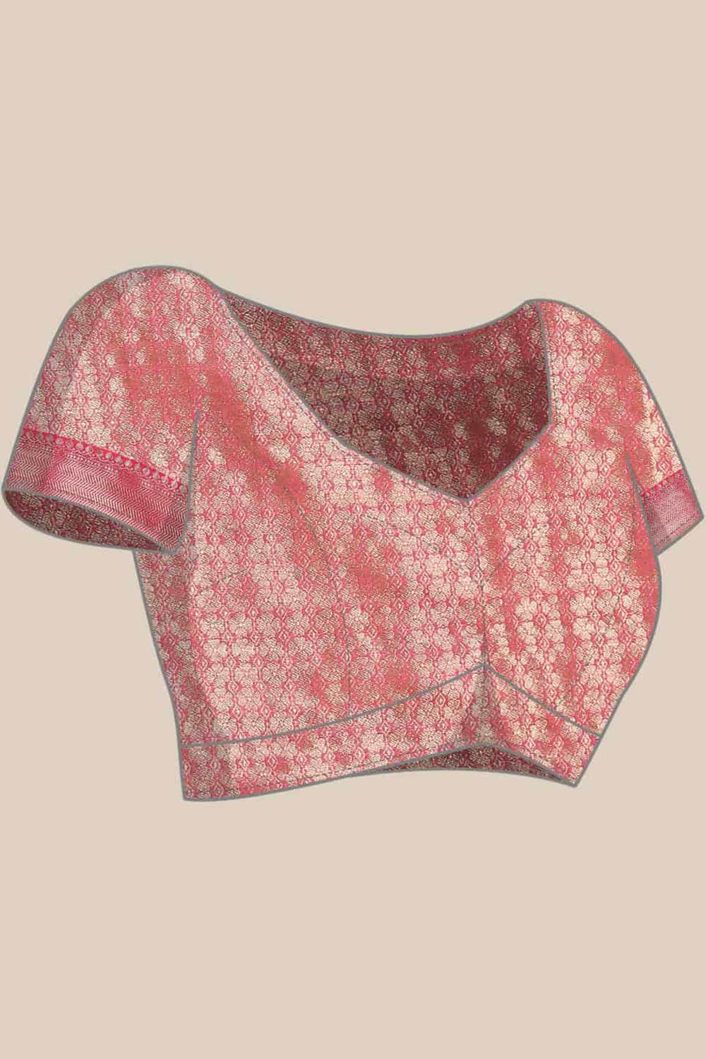 Buy Peonia Pink Soft Art Silk Floral Banarasi One Minute Saree Online - Zoom In