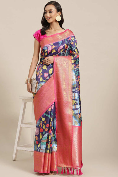 Buy Nora Multi-Color Soft Art Silk Floral Printed Banarasi One Minute Saree Online - One Minute Saree