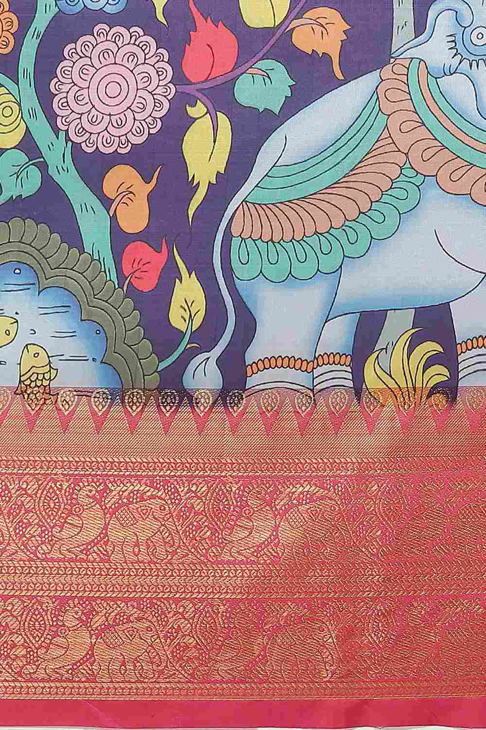 Buy Nora Multi-Color Soft Art Silk Floral Printed Banarasi One Minute Saree Online