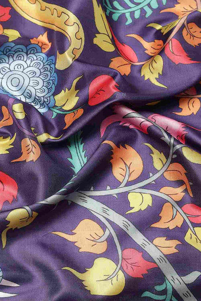 Buy Nora Multi-Color Soft Art Silk Floral Printed Banarasi One Minute Saree Online - Front