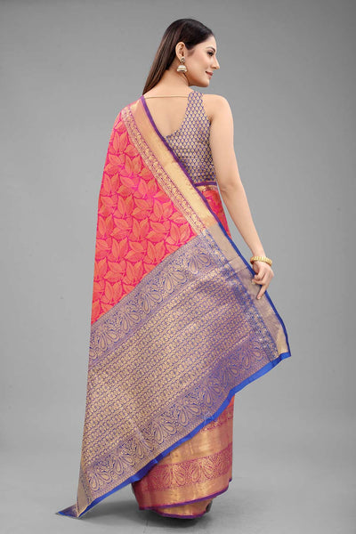 Shop Rachana Multi-Color Art Silk Leaf Printed Banarasi One Minute Saree at best offer at our  Store - One Minute Saree