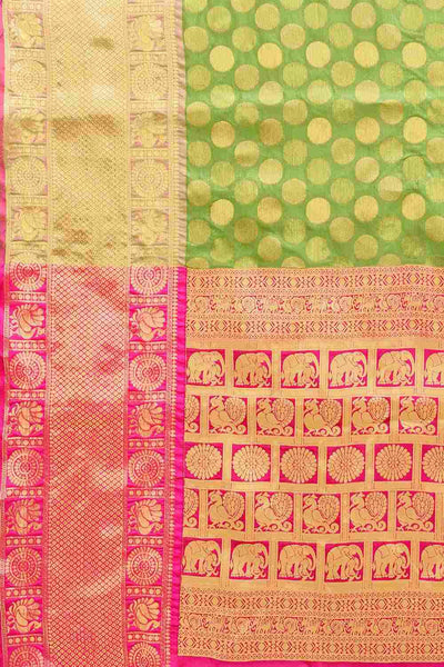 Buy Gajaria Multi-Color Art Silk Polka Dot Banarasi One Minute Saree Online - Side