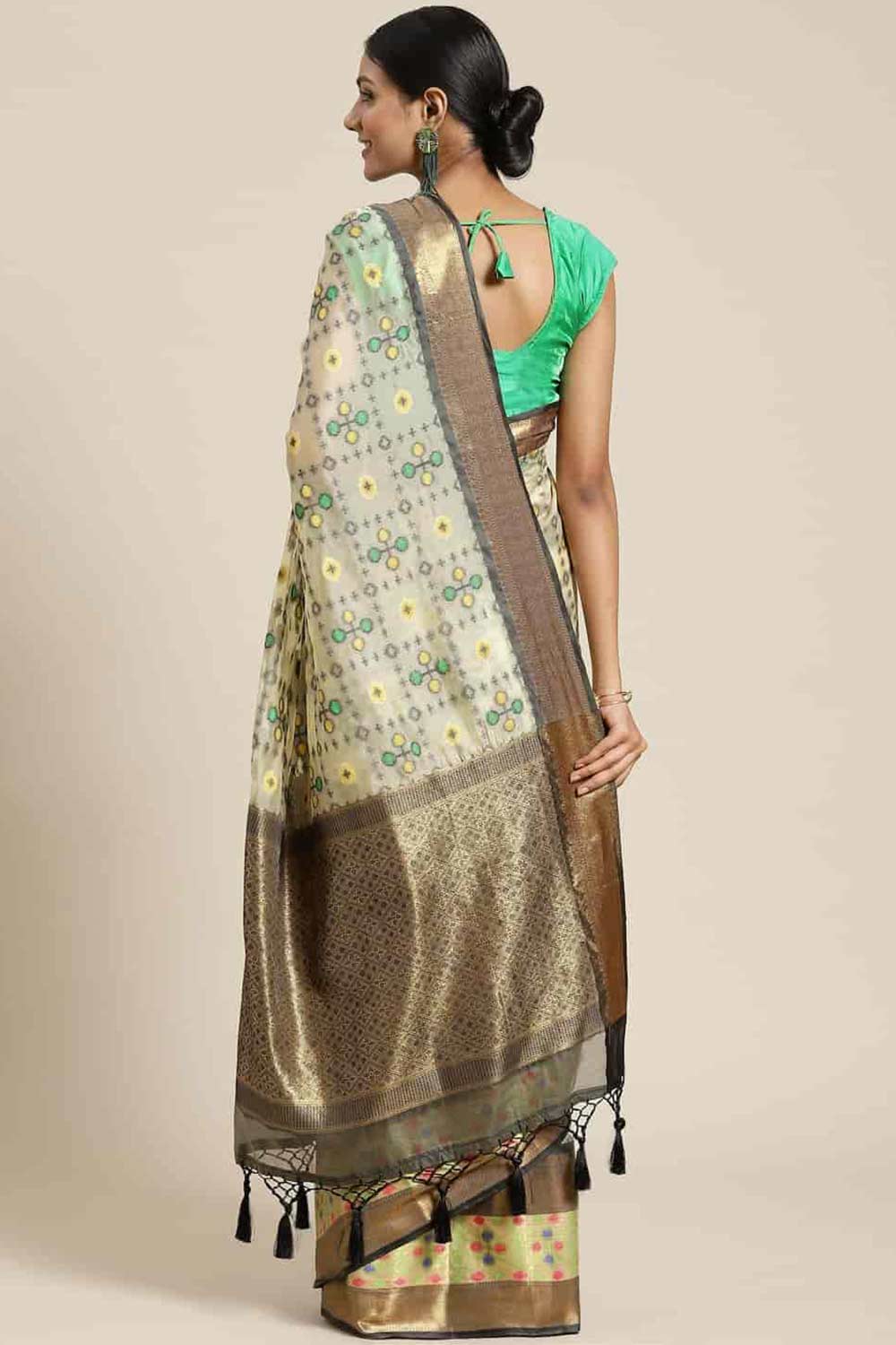 Shop Chaya Beige Art Silk Ikat One Minute Saree at best offer at our  Store - One Minute Saree