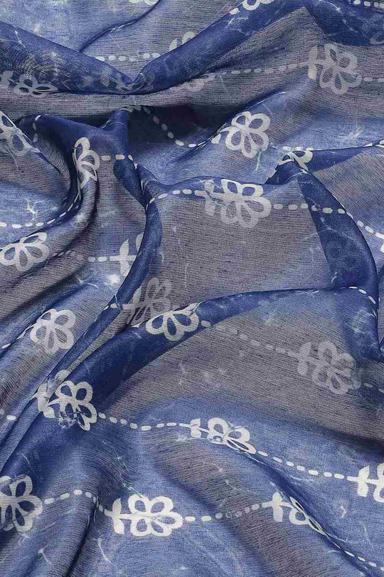 Buy Indigo Multi-Color Cotton Block Printed One Minute Saree Online - Front