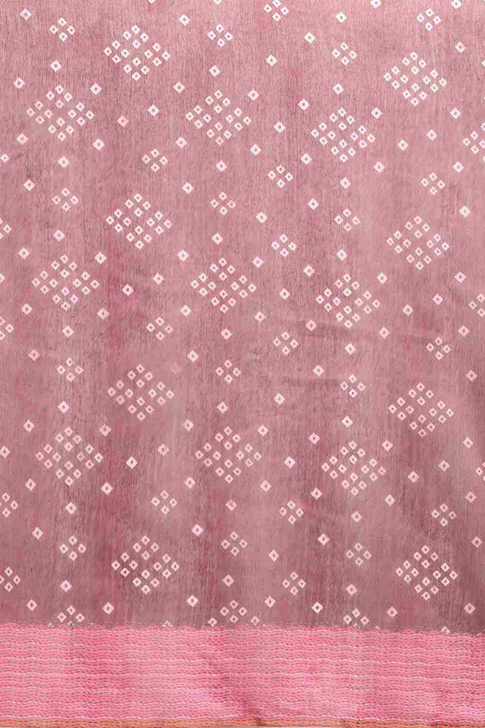Buy Hema Pink Poly Cotton Bandhani Printed One Minute Saree Online - Back