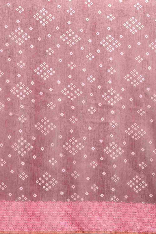 Buy Hema Pink Poly Cotton Bandhani Printed One Minute Saree Online - Back