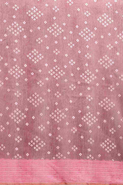 Buy Hema Pink Poly Cotton Bandhani Printed One Minute Saree Online - Back