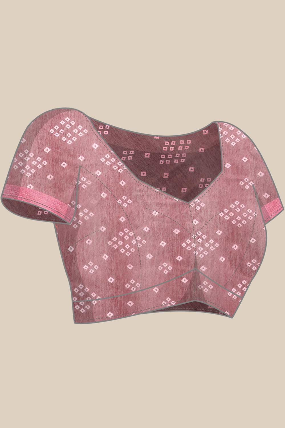 Buy Hema Pink Poly Cotton Bandhani Printed One Minute Saree Online - Front