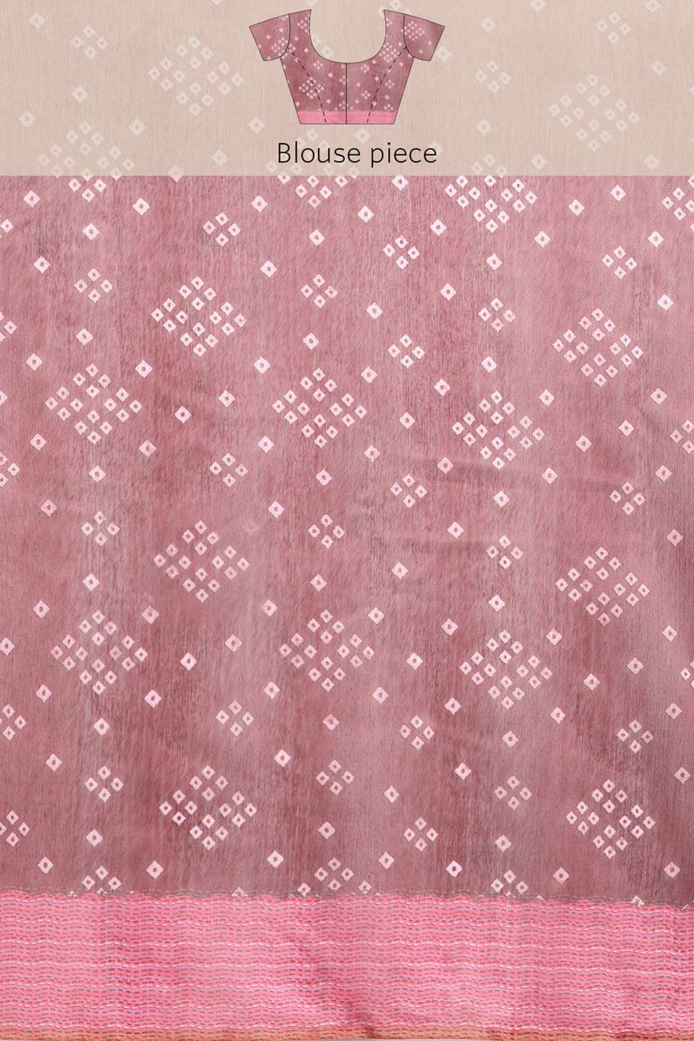 Buy Hema Pink Poly Cotton Bandhani Printed One Minute Saree Online - Side