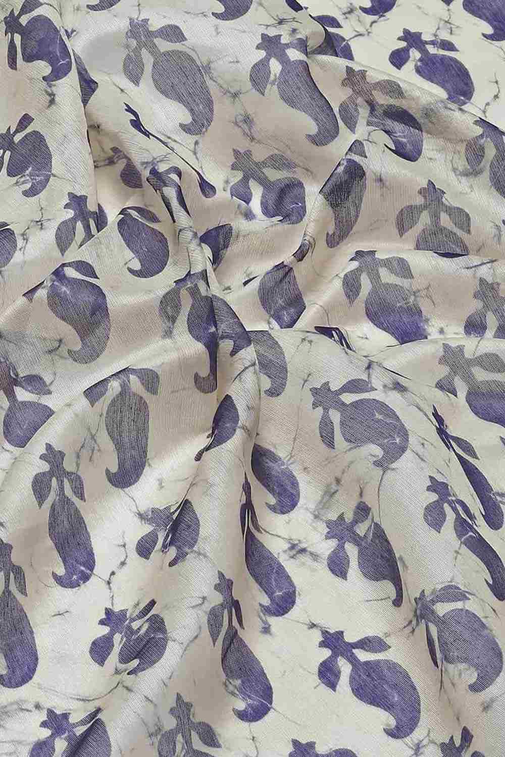 Buy Neeta Blue Cotton Block Printed One Minute Saree Online - Front