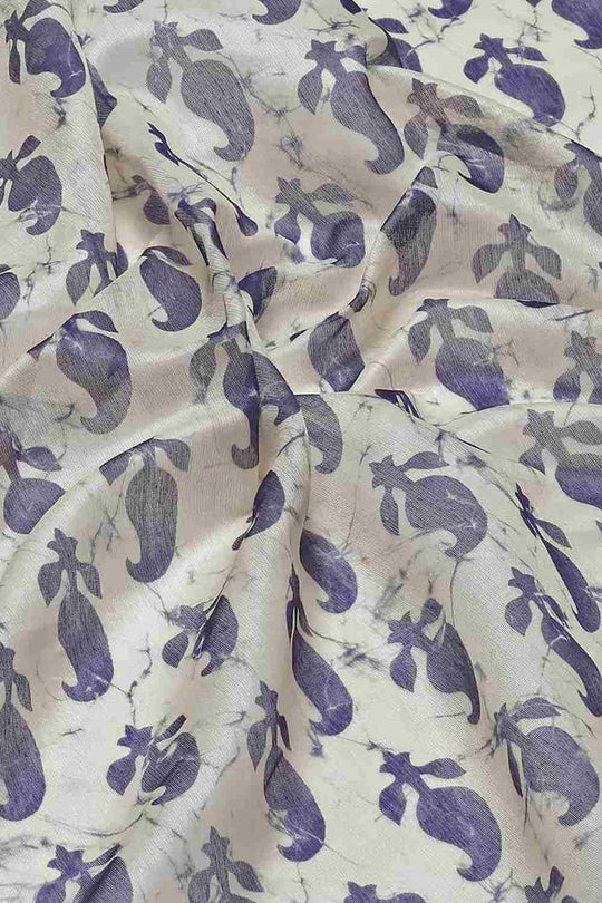 Buy Neeta Blue Cotton Block Printed One Minute Saree Online - Front