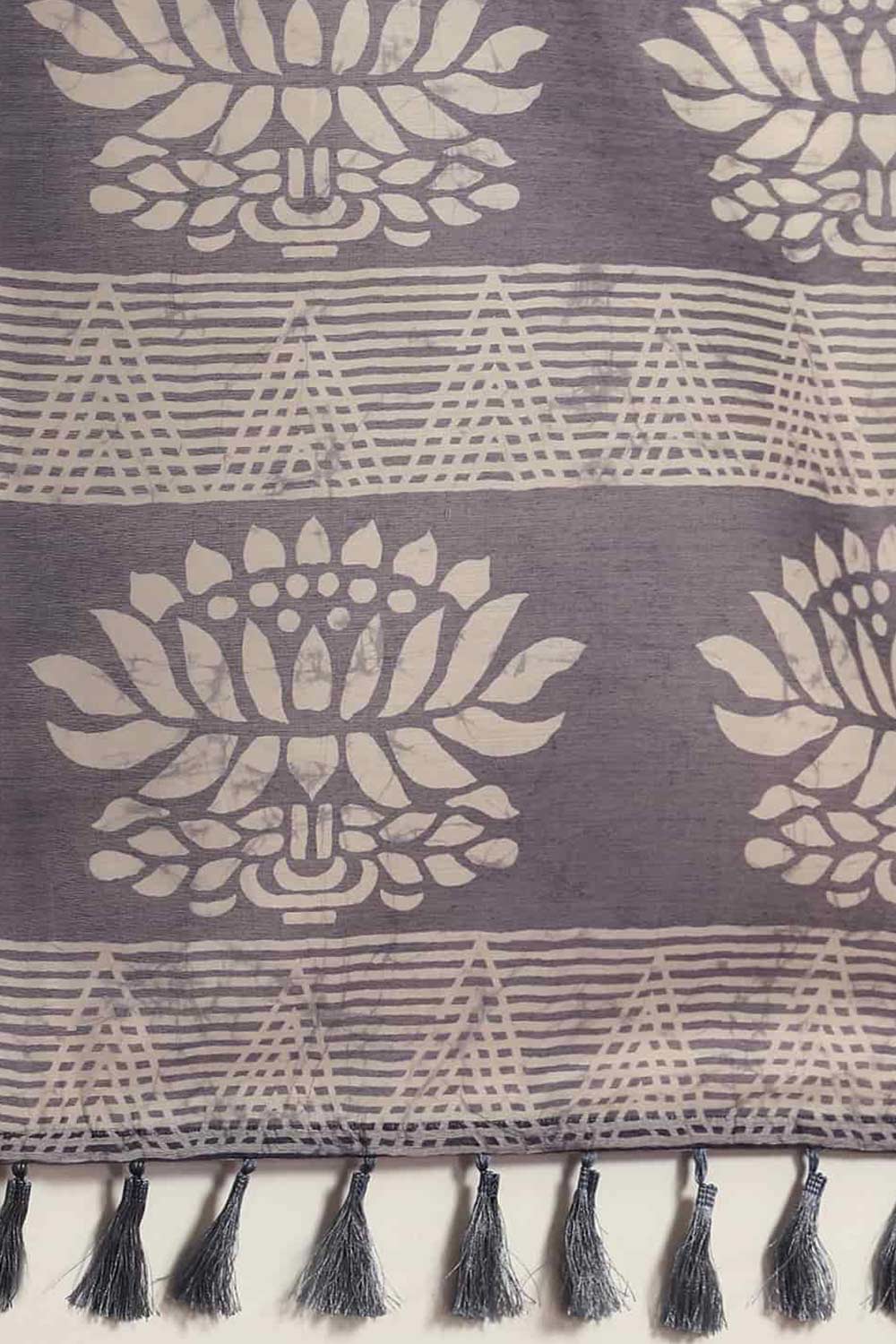 Buy Gora Black Cotton Block Printed One Minute Saree Online - Back