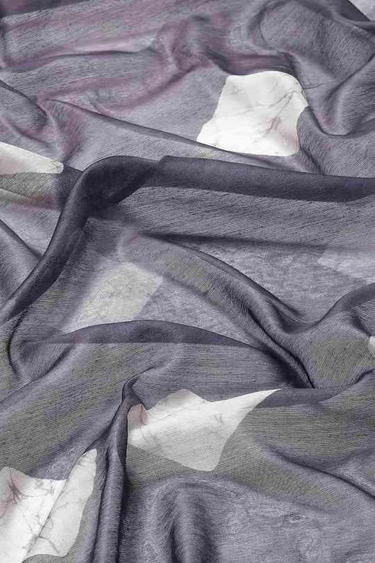 Buy Gora Black Cotton Block Printed One Minute Saree Online - Front