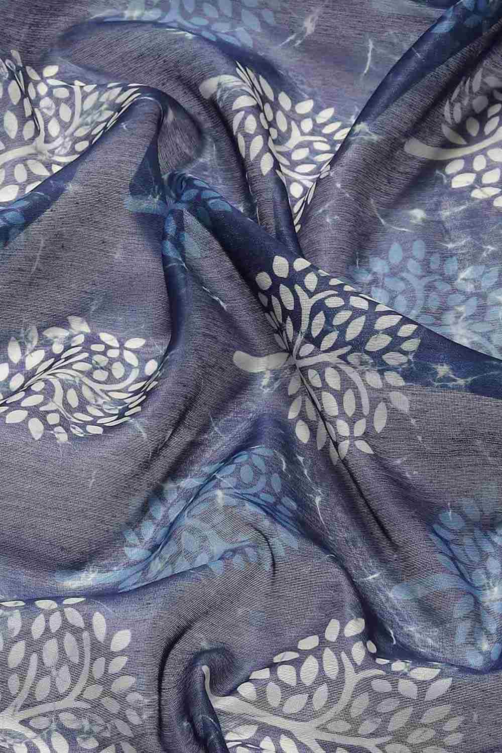 Buy Nisha Blue Cotton Block Printed One Minute Saree Online - Front