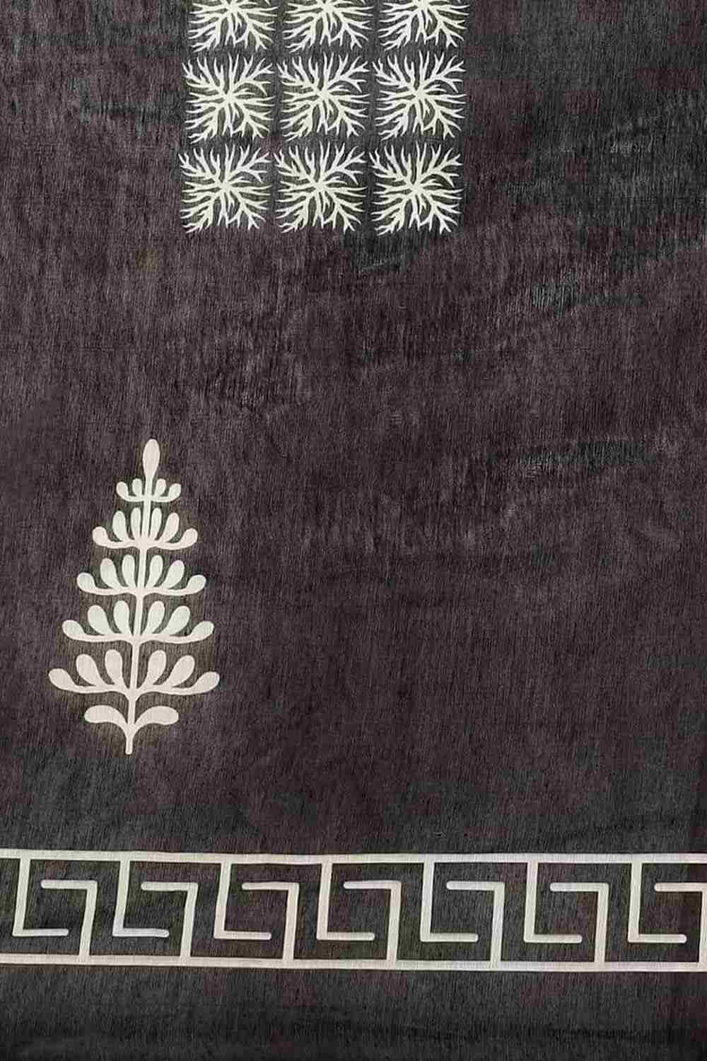 Buy Black Cotton Ethnic Motifs Banarasi Saree Online - Zoom In 