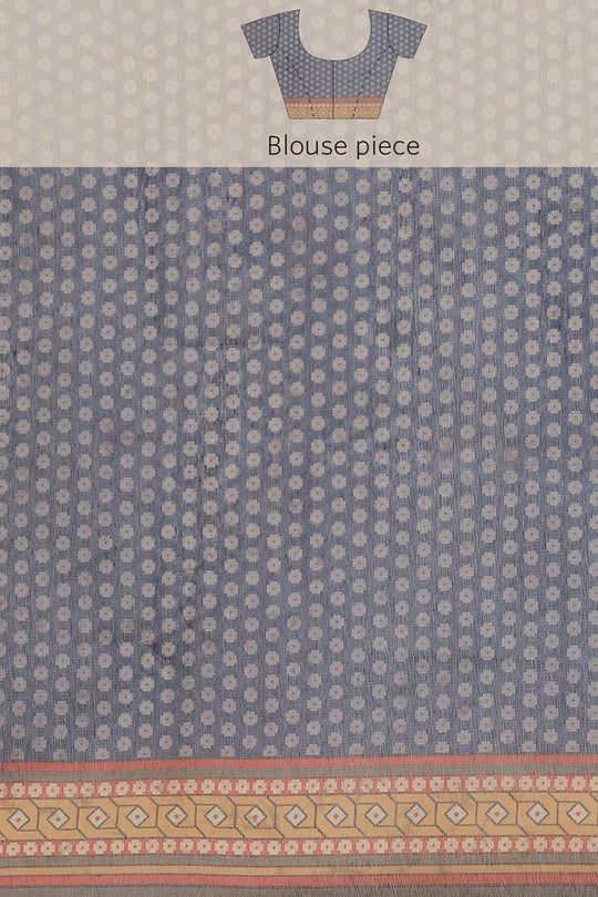 Buy Julia Grey Cotton Block Printed One Minute Saree Online - Zoom In