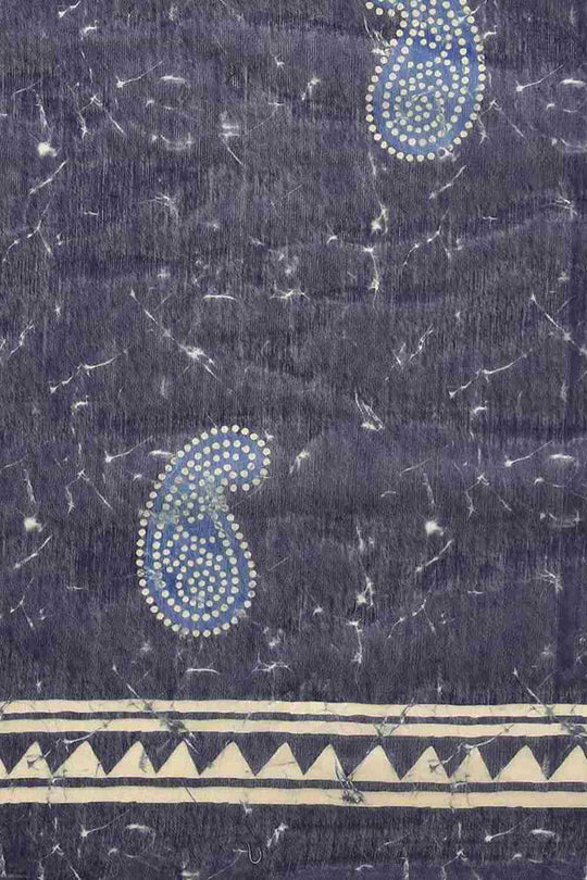 Buy Madhuri Blue Cotton Block Printed One Minute Saree Online - Back