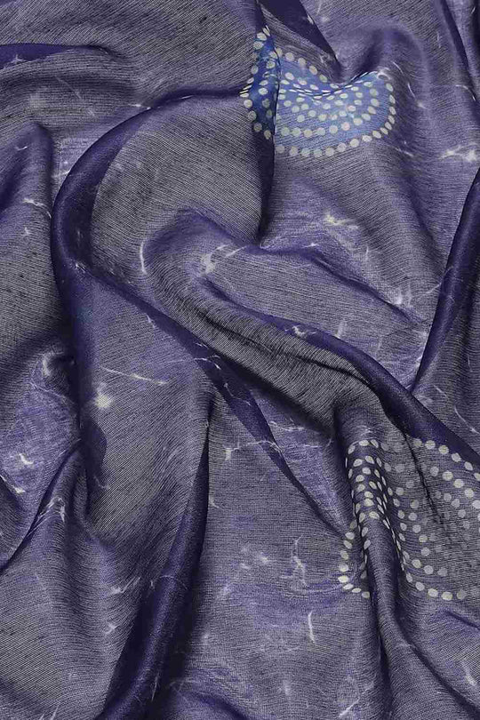 Buy Madhuri Blue Cotton Block Printed One Minute Saree Online - Side