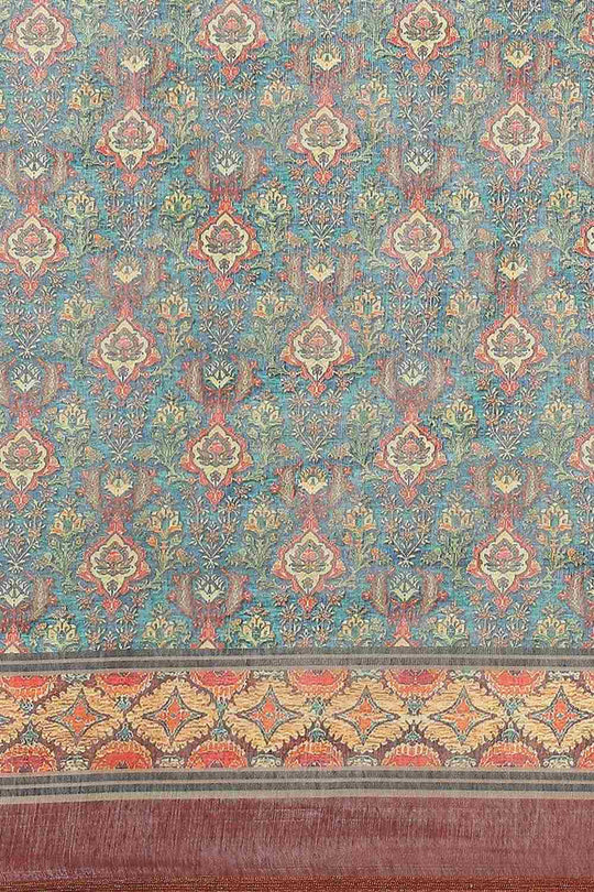 Buy Kasia Multi-Color Cotton Block Printed One Minute Saree Online - Back