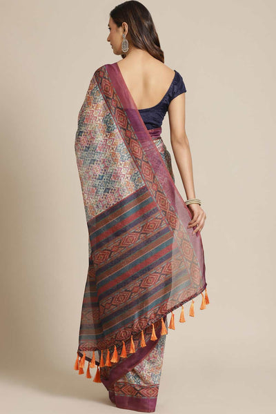 Shop Anjie Multicolor Cotton Block Printed One Minute Saree at best offer at our  Store - One Minute Saree