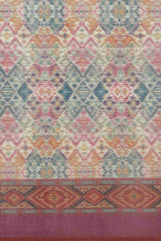 Buy Anjie Multicolor Cotton Block Printed One Minute Saree Online