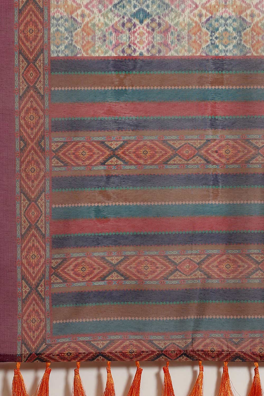 Buy Anjie Multicolor Cotton Block Printed One Minute Saree Online - Back